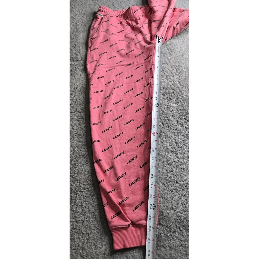 Lacoste Sweatpants Mens Medium Pink LIVE AOP Terry Cloth Fleece Jogger Lounge